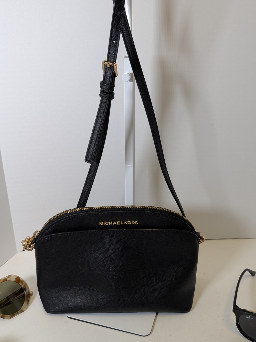 Michael Kors Black Crossbody with Gold-Tone Accents